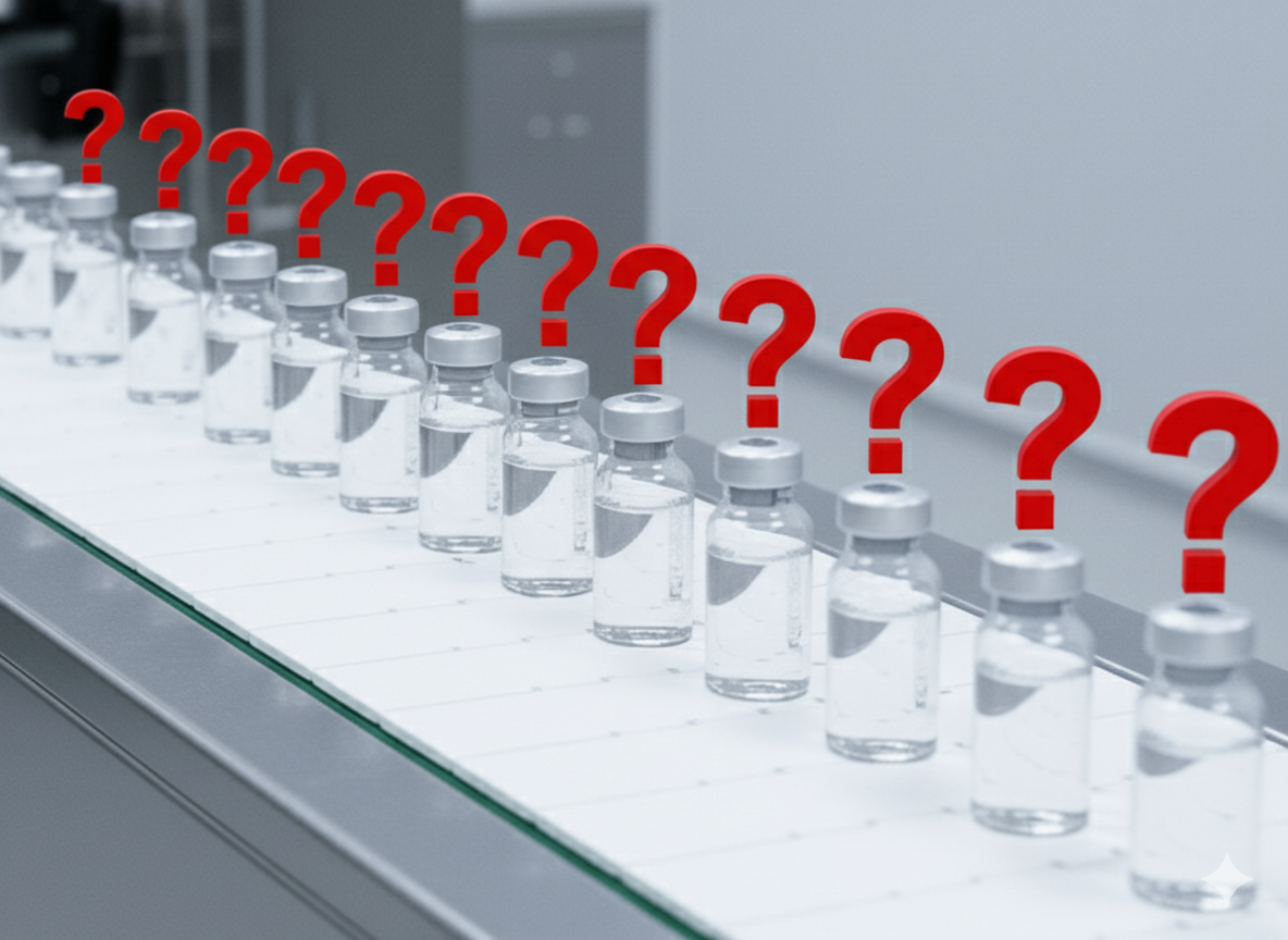 Reihe von Vials mit unbekanntem Inhalt